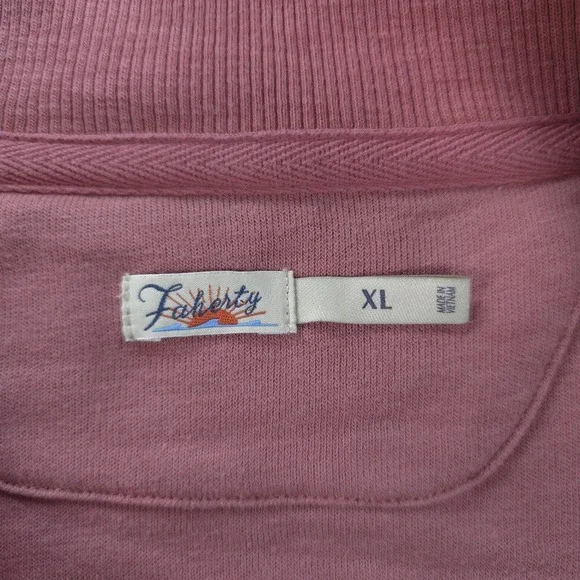Faherty Sweater Womens XL Pink Beach Fleece Quarter Zip Pullover Casual Preppy - Picture 3 of 12